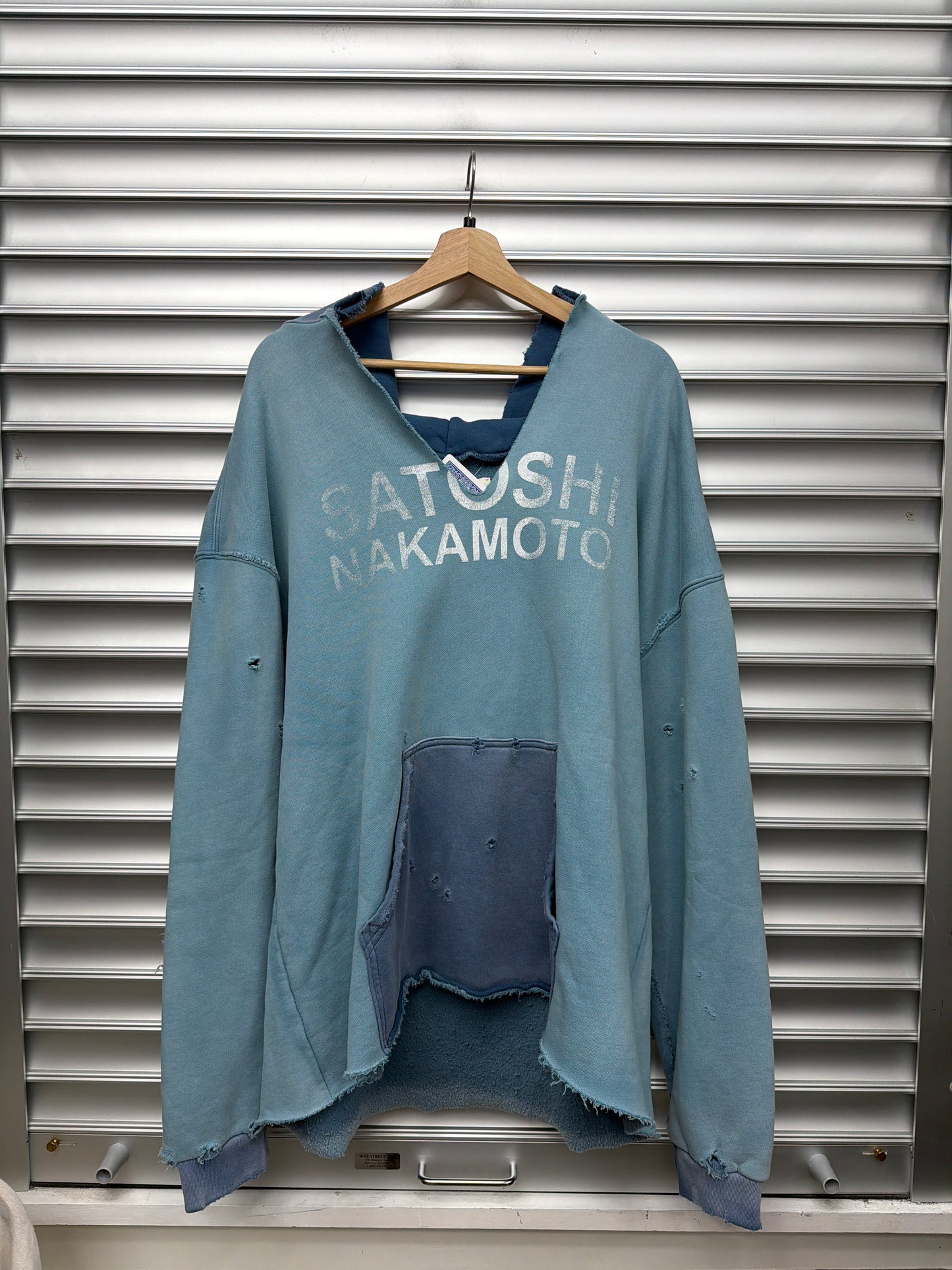 Satoshi Nakamoto Blue Spellout Hoodie - XL