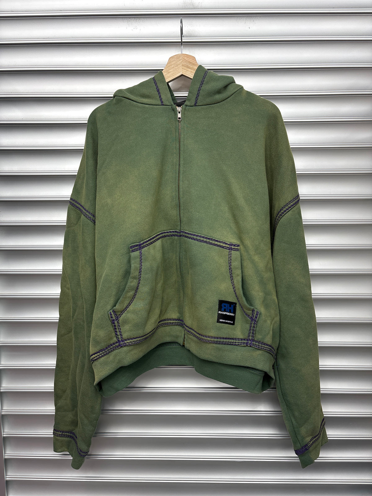 Raspberry Green Skunk Zip Up - XL**