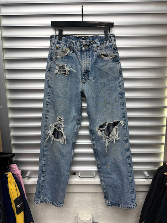 Vintage Carhartt Distrissed Denim Lined Pants - 31x32**