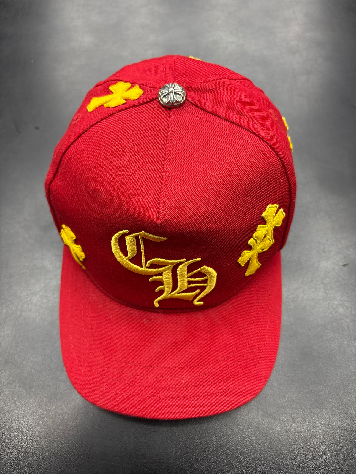 Chrome Heart Red/Yellow Cross Patch Hat**