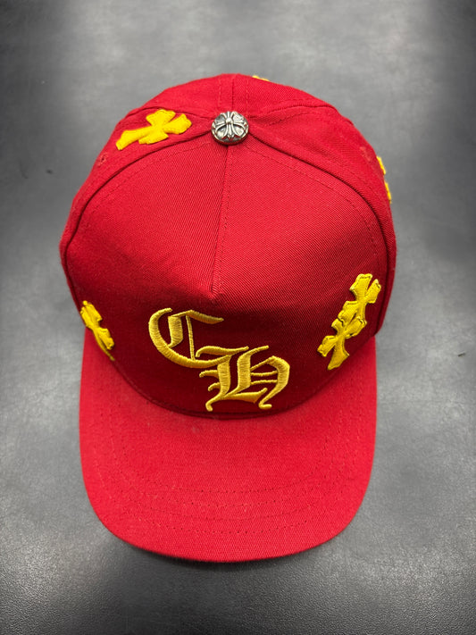 Chrome Heart Red/Yellow Cross Patch Hat**