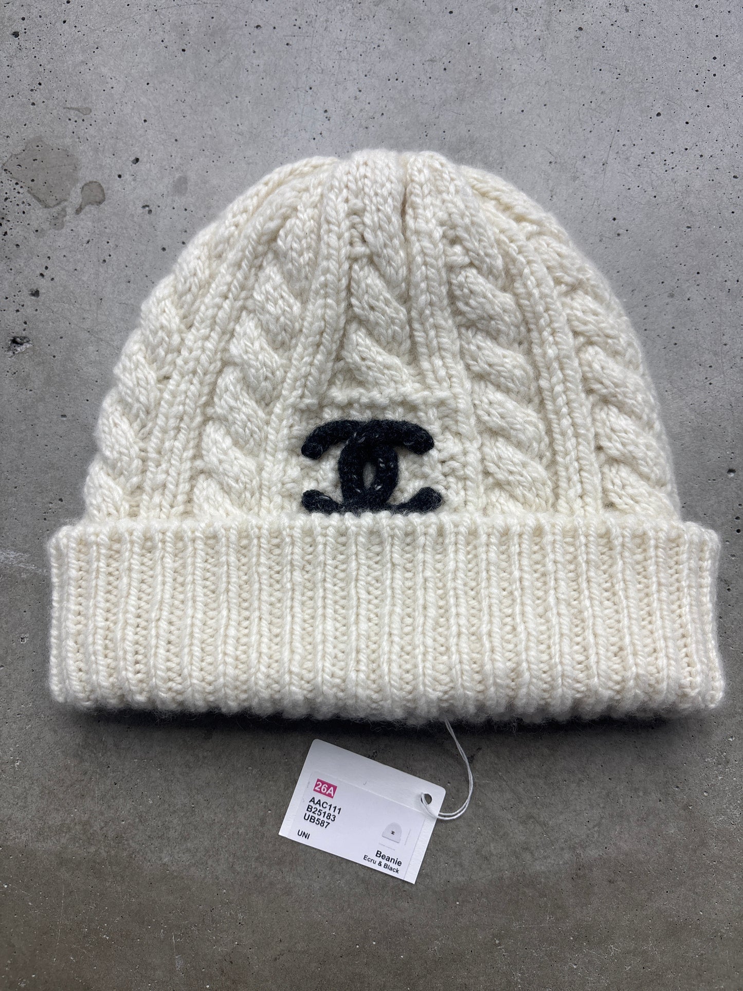 Chanel Creme Knit Beanie