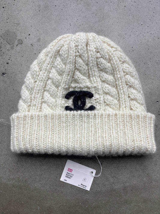 Chanel Creme Knit Beanie