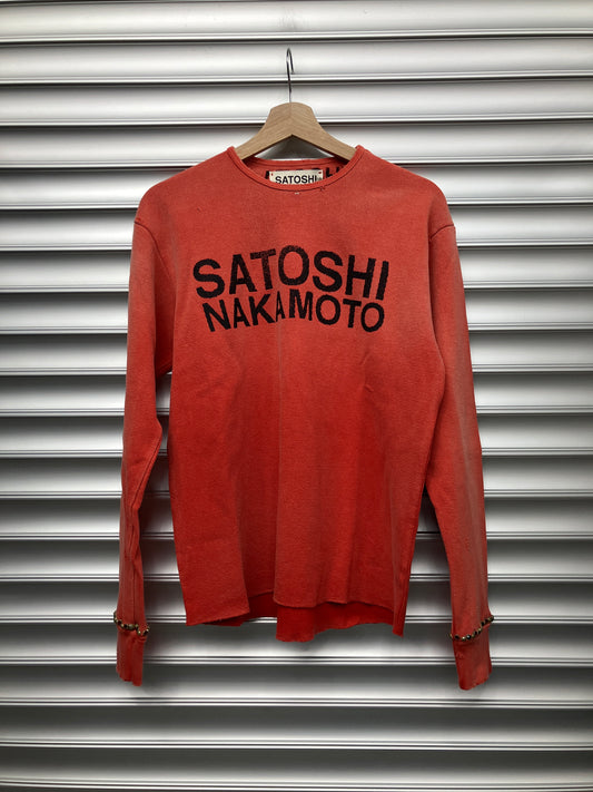 Satoshi Nakamoto Studded Logo Red Thermal - M