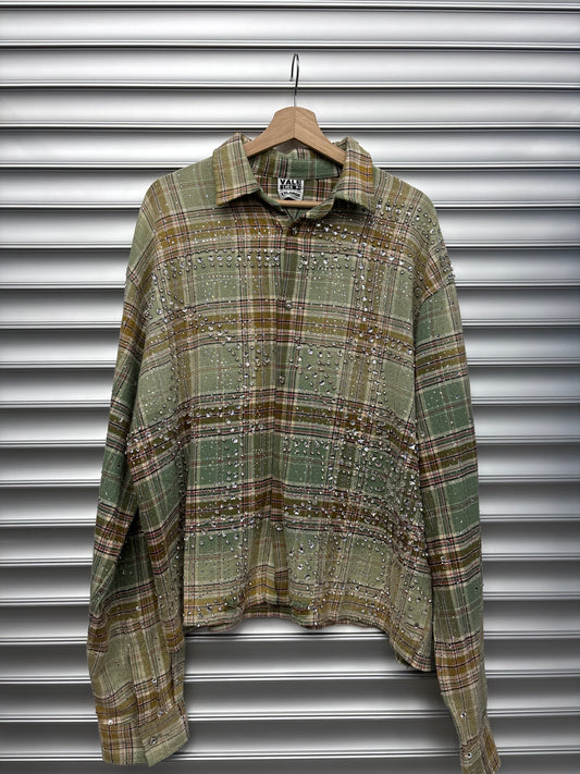 Vale Sage Rhinestone Flannel - 2XL