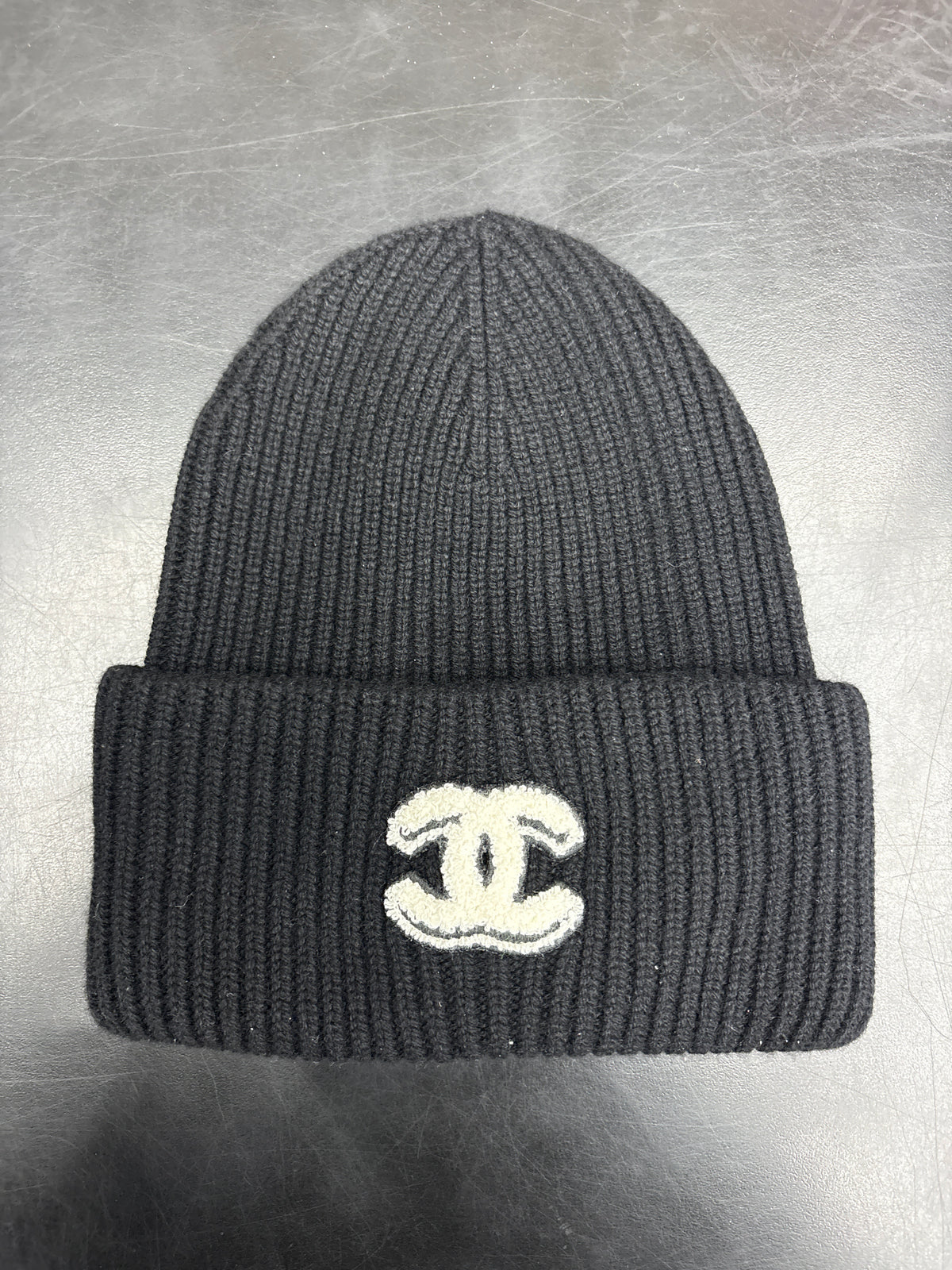Chanel Black Loose Gauge Beanie**