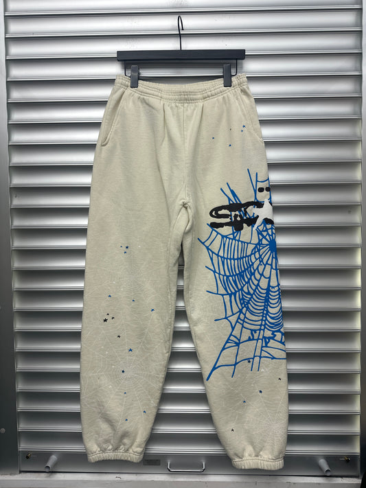 Spider Cream Blue Sweatpants - M**