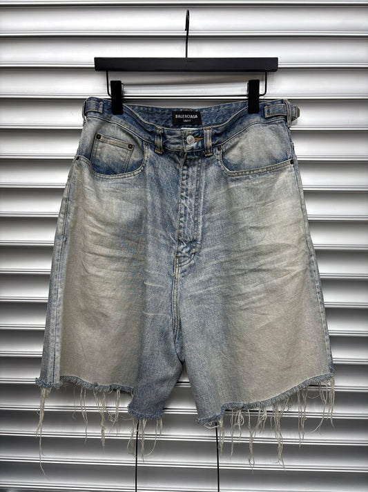 Balenciaga Skater Ligthwash Denim Shorts - S**