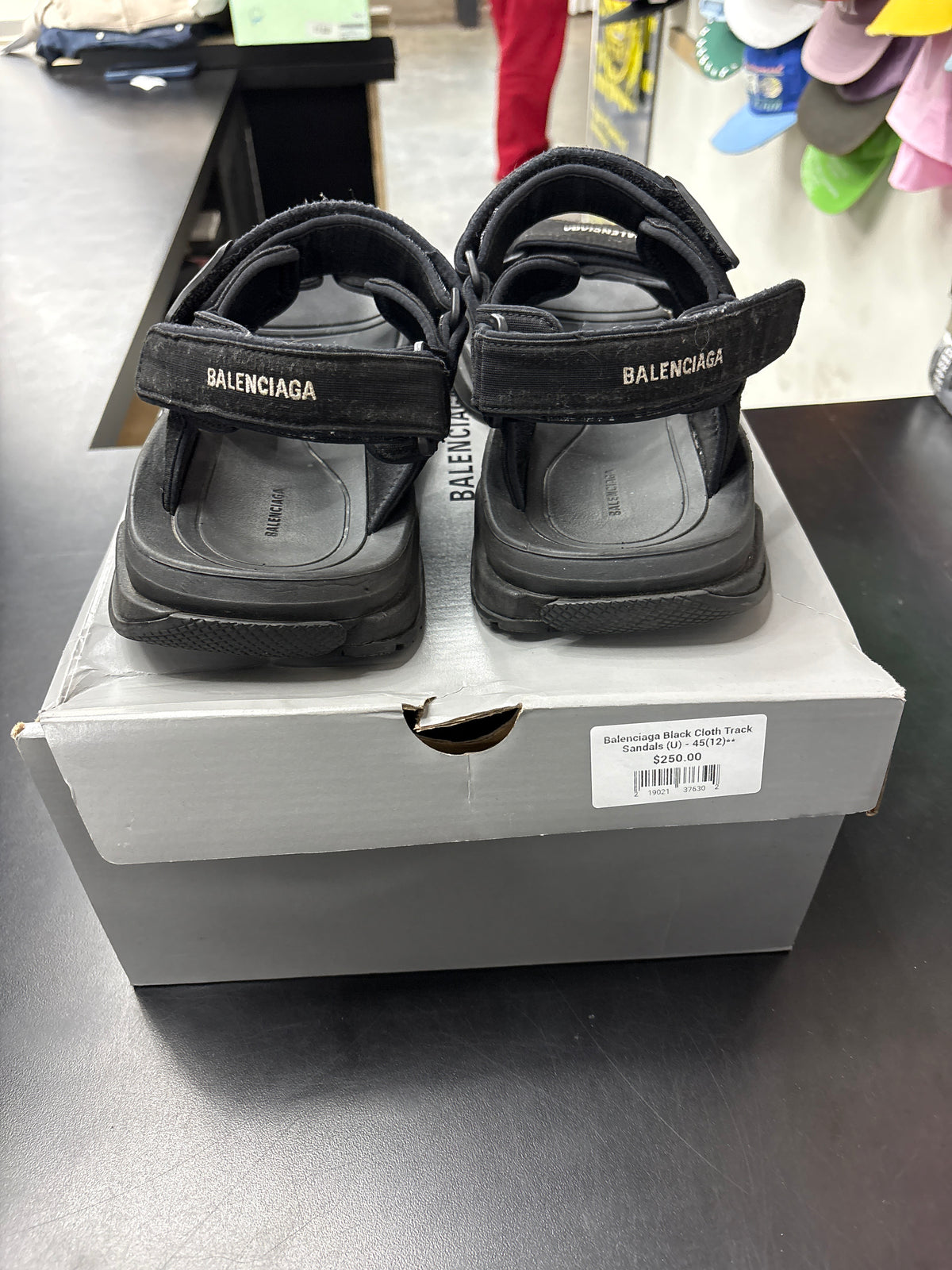 Balenciaga Black Cloth Track Sandals (U) - 45(12)**