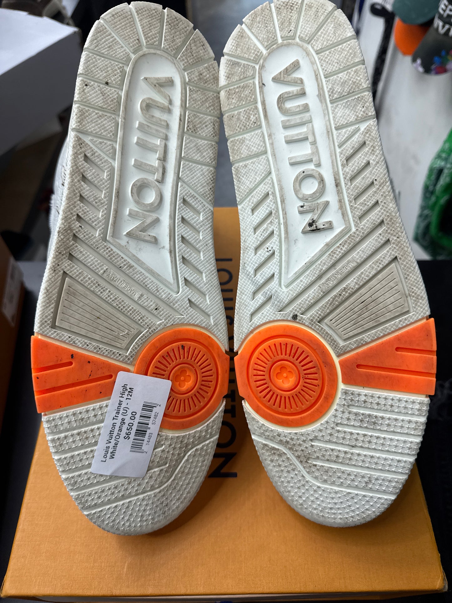 Louis Vuitton Trainer High White/Orange (U) - 12M