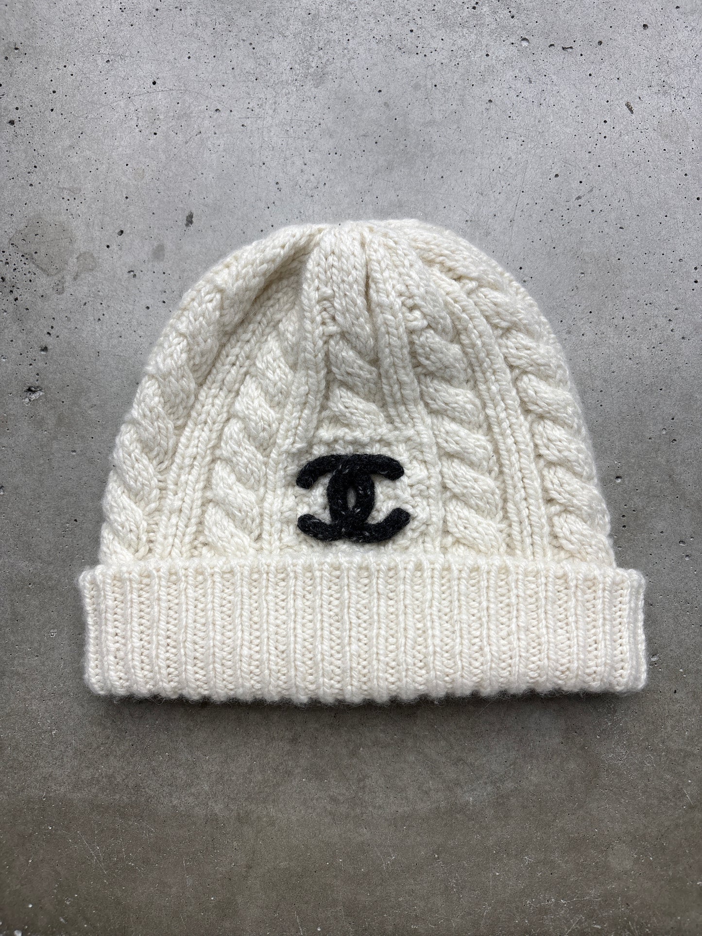 Chanel Cream Wool Beanie