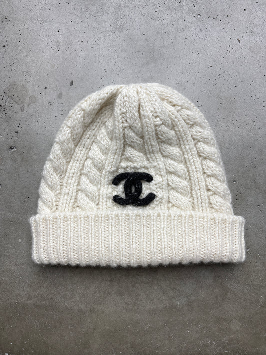 Chanel Cream Wool Beanie