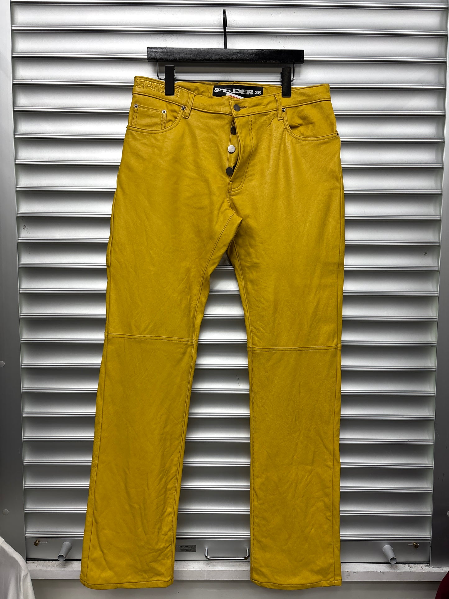 Yellow Spider Leather Pants - 36