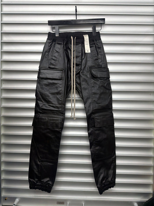 Rick Owens Waxed Cargo Jogger Pant - 46**