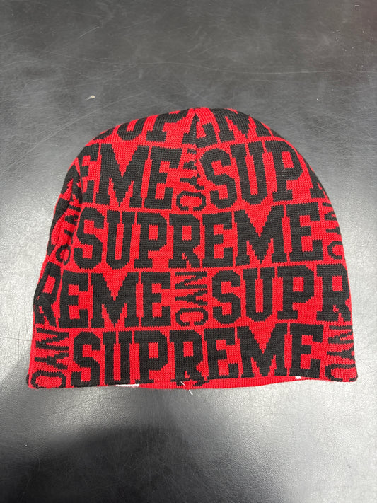 Supreme Red Black Reversible Beanie**