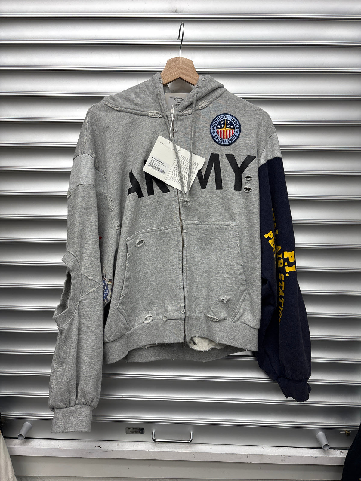Protocol Index Reconstructed Zip Up Hoodie - S**