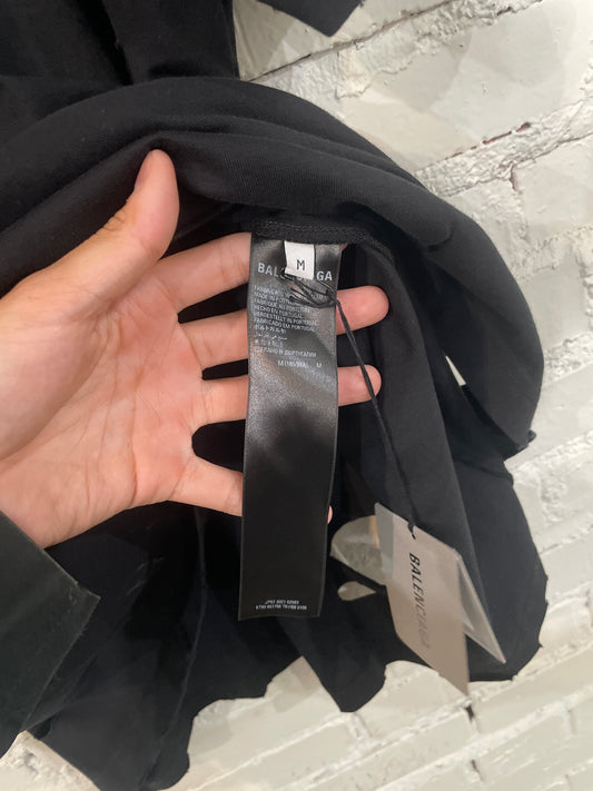 Balenciaga Distressed Black Tee - M