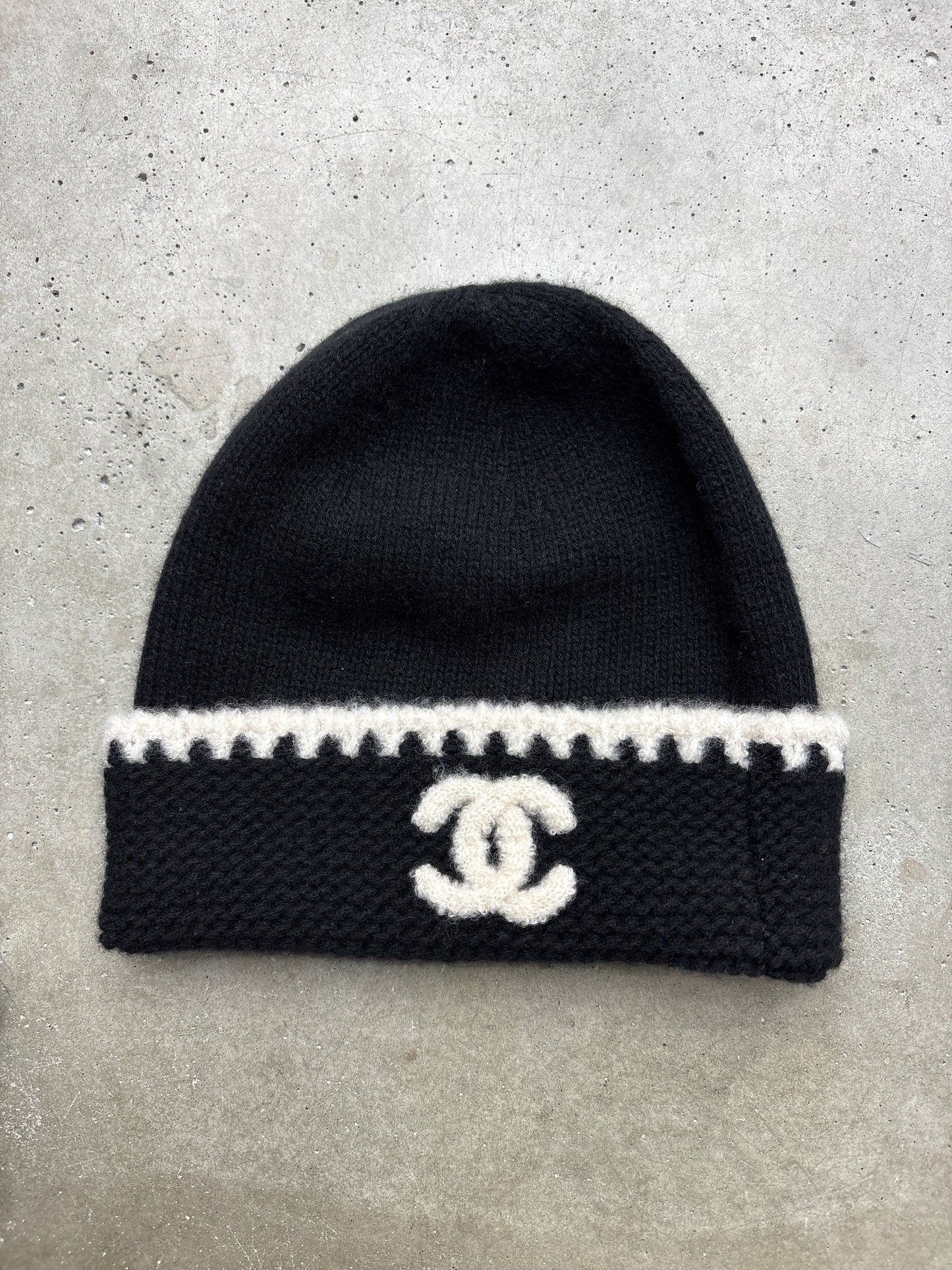 Chanel Black/ Cream CC Beanie