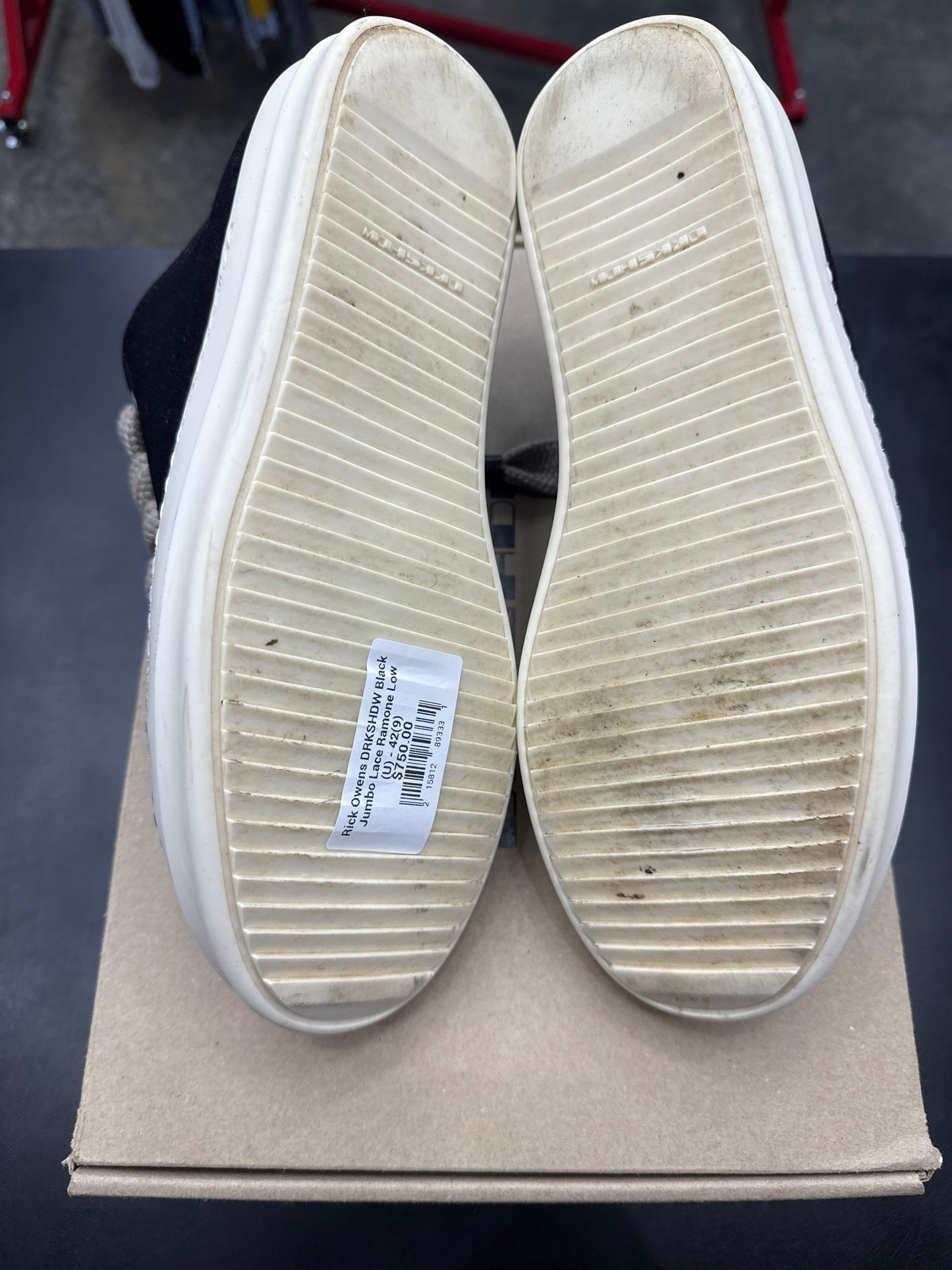 Rick Owens DRKSHDW Black Jumbo Lace Ramone Low (U) - 42(9)