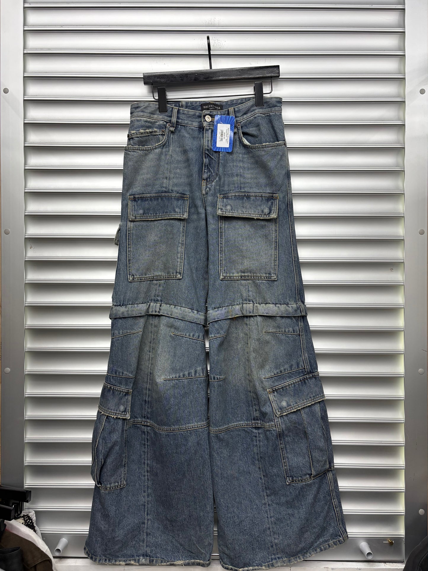 Balenciaga Denim Flare Cargo Pants - XXS**