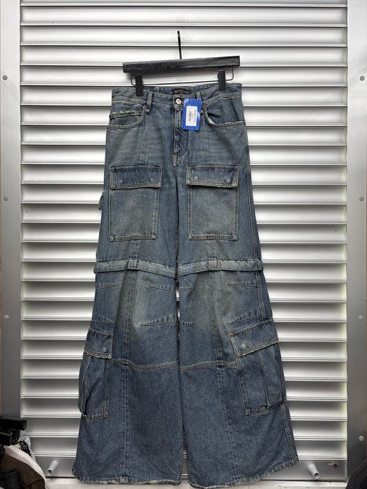 Balenciaga Denim Flare Cargo Pants - XXS**
