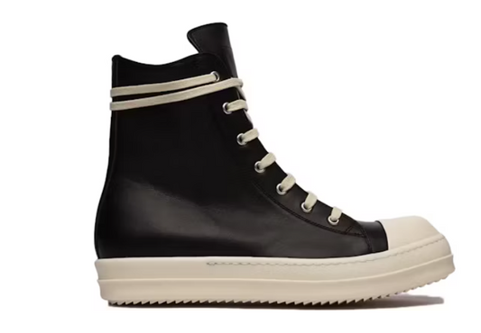 Rick Owens Ramones Leather High Top Black Cream
