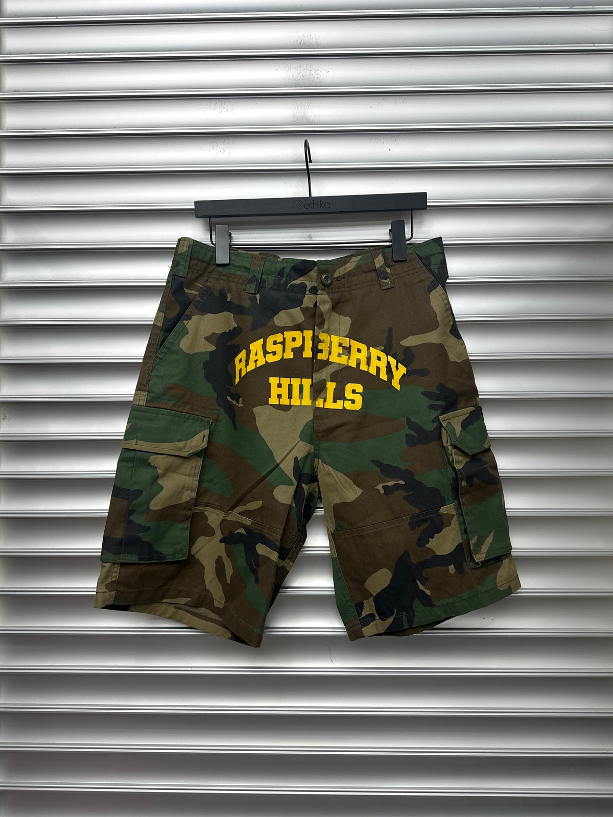 Raspberry Camo Shorts - M**